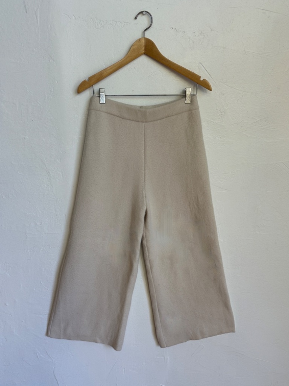 JOSEPH 100% Wool Knit Pants Women's Size Medium Beige Cream